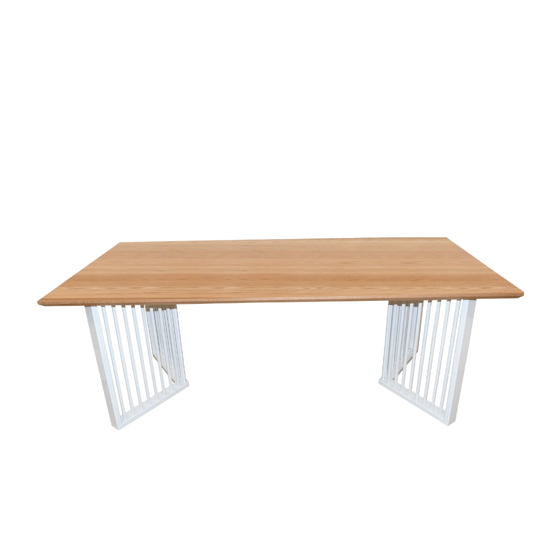 MESA MARSELLA BASE BLANCA ROBLE 8P 200x100 CM
