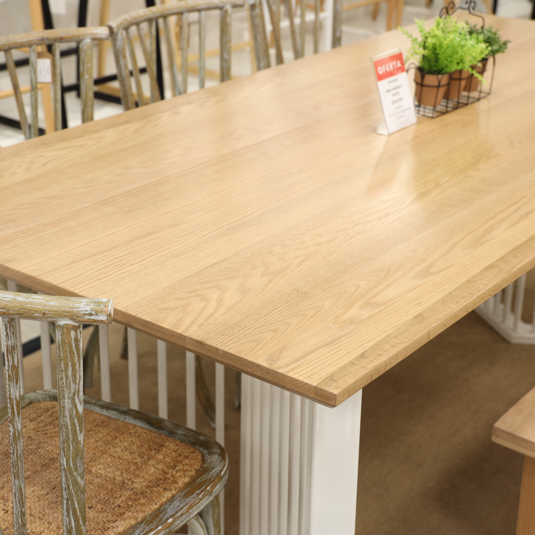 MESA MARSELLA BASE BLANCA ROBLE 8P 200x100 CM