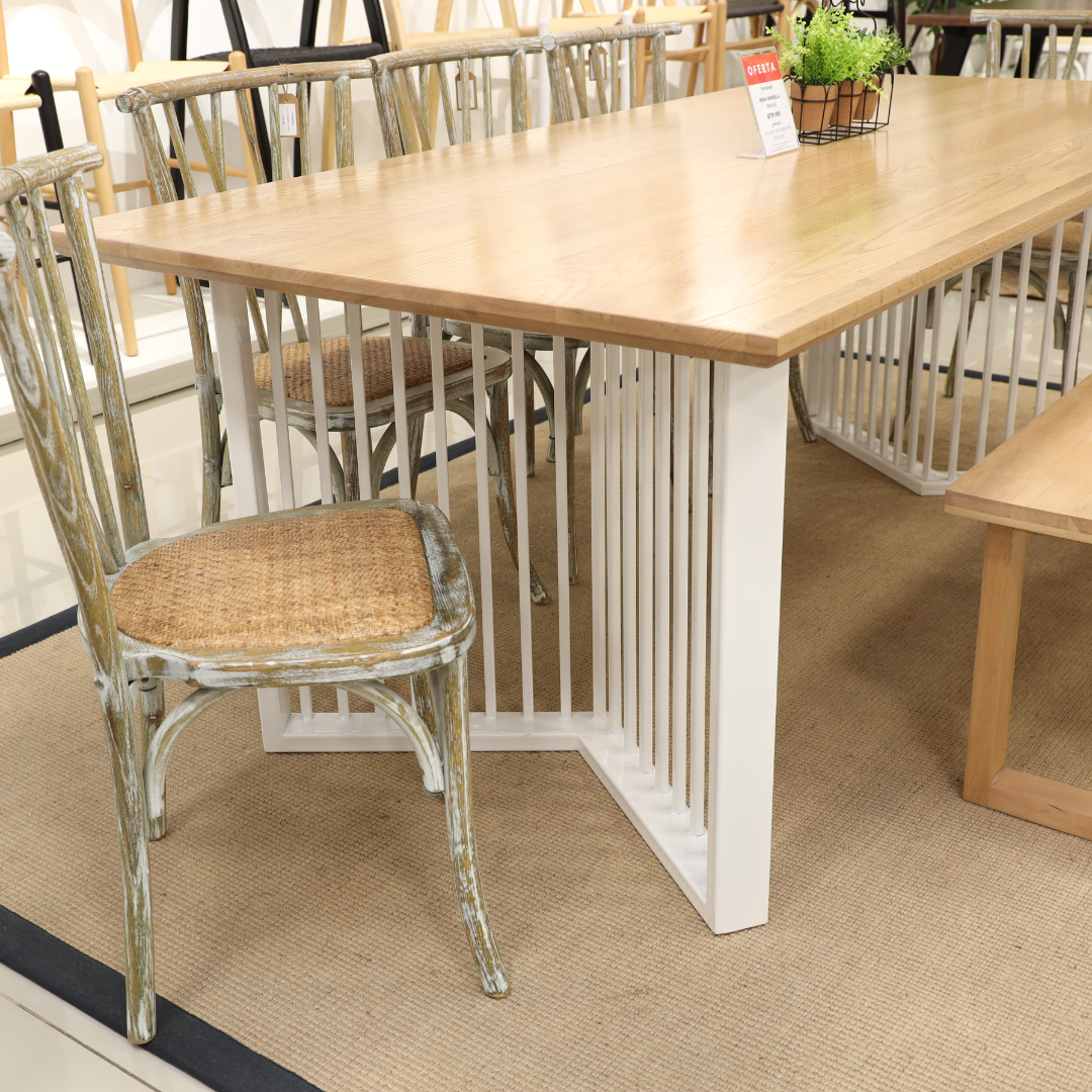 MESA MARSELLA BASE BLANCA ROBLE 8P 200x100 CM