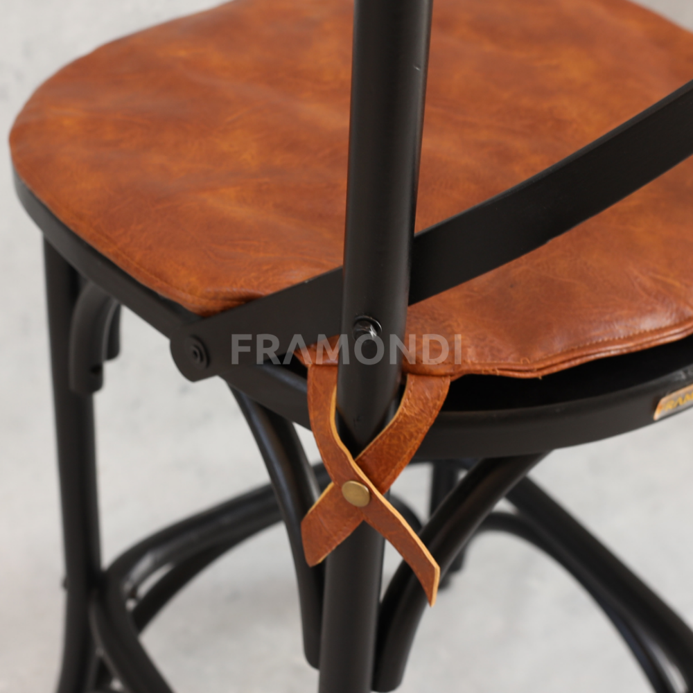 Cojin Taburete Crossback Cuero Ambar