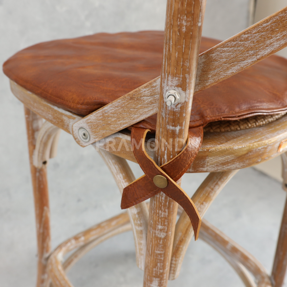 Cojin Taburete Crossback Cuero Ambar