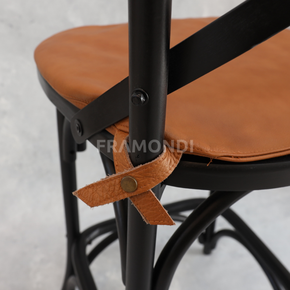 Cojin Taburete Crossback Cuero Caramelo