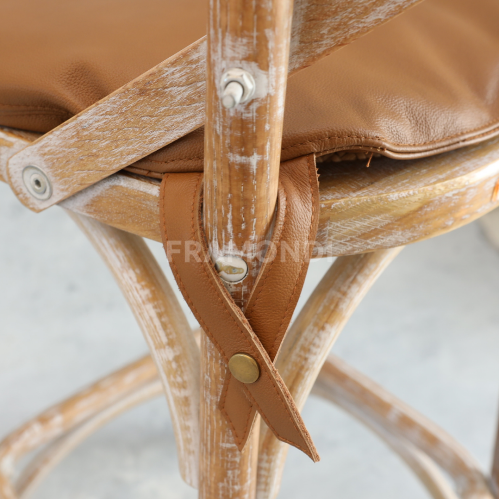 Cojin Taburete Crossback Cuero Caramelo