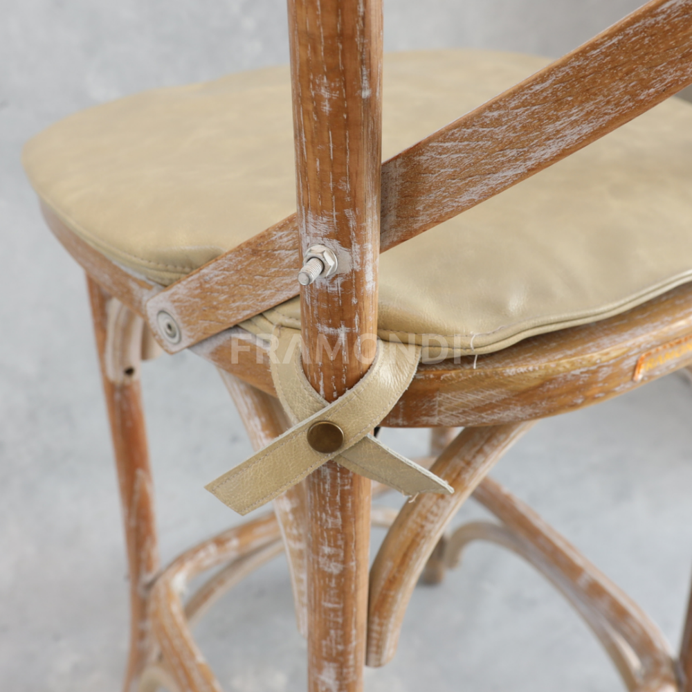 Cojin Taburete Crossback Cuero Marfil