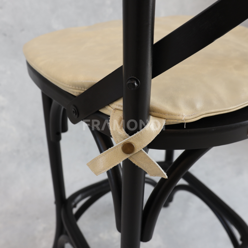 Cojin Taburete Crossback Cuero Marfil