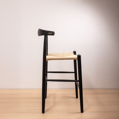 Taburete Elbow Negro Asiento Natural