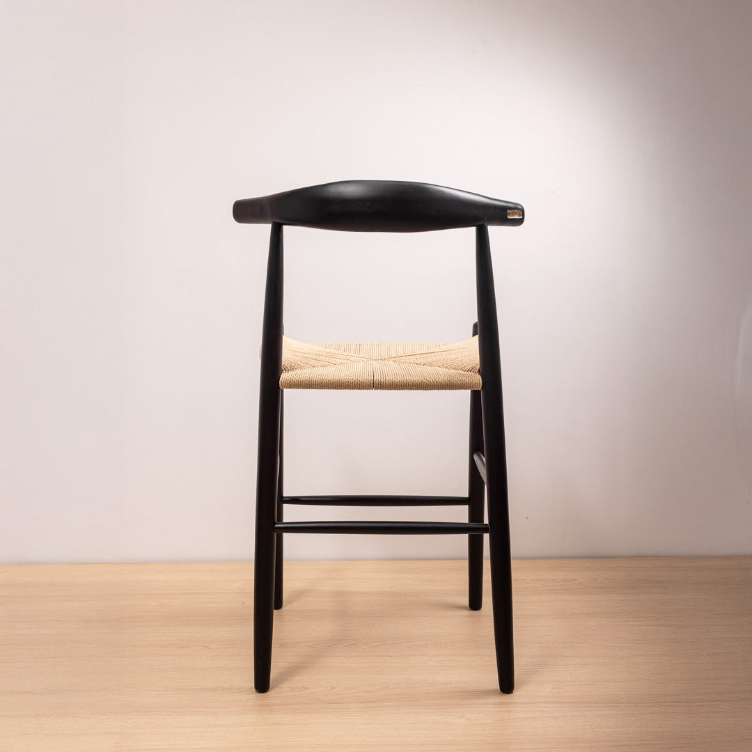 Taburete Elbow Negro Asiento Natural