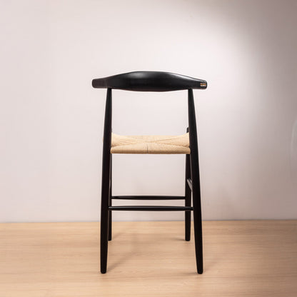 Taburete Elbow Negro Asiento Natural