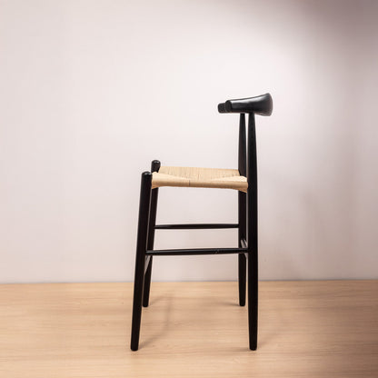 Taburete Elbow Negro Asiento Natural