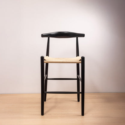 Taburete Elbow Negro Asiento Natural