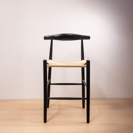 Taburete Elbow Negro Asiento Natural