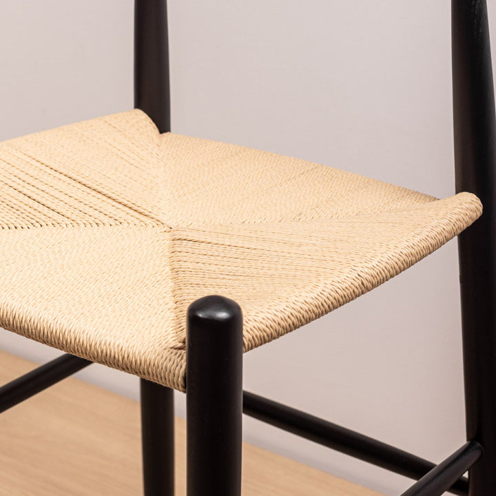 Taburete Elbow Negro Asiento Natural