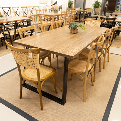 COMEDOR EMILIA ROBLE  200x100cm + 6 SILLAS ALONSA + 2 LORENZA ROBLE