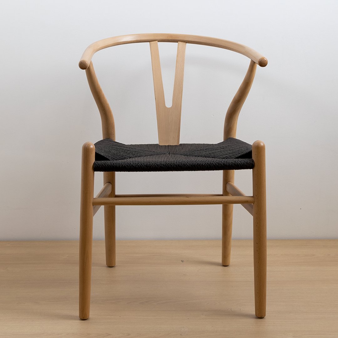 SILLA WISHBONE NATURAL BLACK