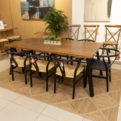COMEDOR JOSEFA PINO  200x100cm + 8 SILLAS WISHBONE