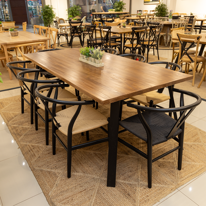 COMEDOR JOSEFA PINO  200x100cm + 8 SILLAS WISHBONE