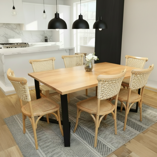Comedor Filippa Roble + 4 Sillas Lorenza Banqueta Mesa
