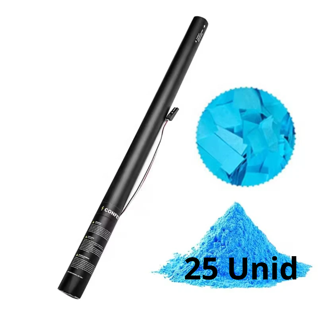 Tubo Confetti Celeste + Polvo Holi 80cm (25 unidades)