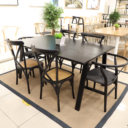 COMEDOR AURORA ROBLE BLACK + 6 SILLAS