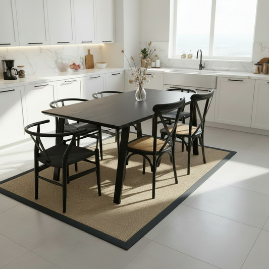 COMEDOR AURORA ROBLE BLACK + 6 SILLAS