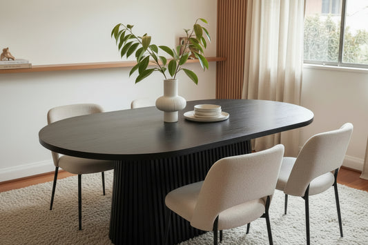 MESA MARTINA OVALADA ROBLE NEGRA 170x100 CM