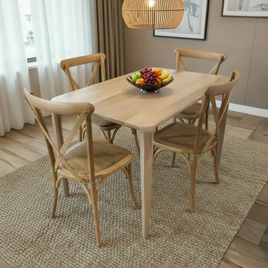 COMEDOR ALESSANDRA LENGA 120x80CM + 4 SILLAS CROSSBACK