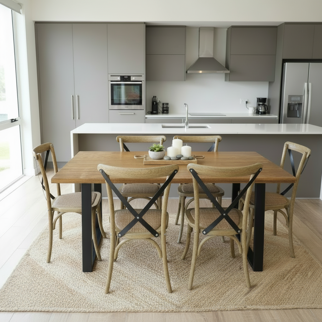 Comedor Magnolia Roble 160X100Cm + 6 Sillas Mesa