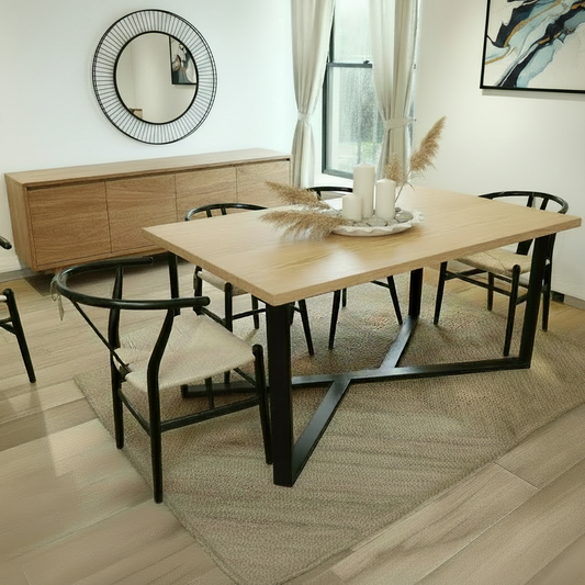 Comedor Luciana Roble Nuevo 160X100 + 6 Sillas Mesa