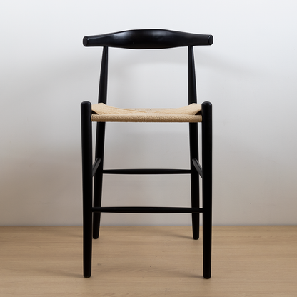 TABURETE ELBOW NEGRO ASIENTO NATURAL