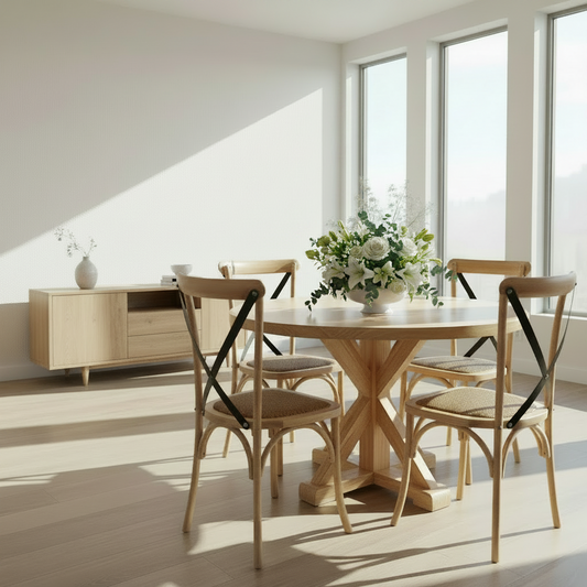 Comedor Romana Natural + 4 Sillas Alonsa Mesa