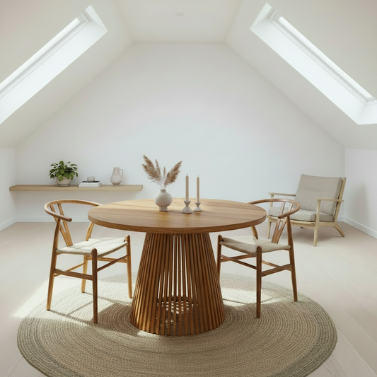 Comedor Martina Natural + 4 Sillas Wishbone Mesa