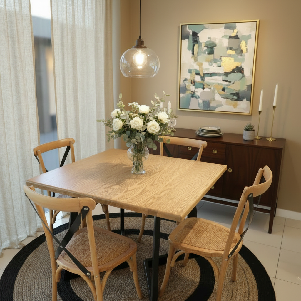 Mesa Pettra Roble Americano 100X100Cm Mesa