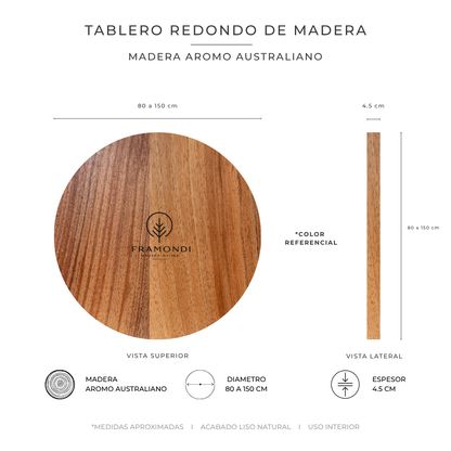TABLERO REDONDO AROMO AUSTRALIANO 4.5 CM SIN ACABADO