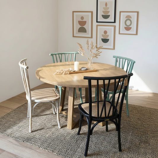 Comedor Carlota Nogal + 4 Sillas Crosswood Mesa