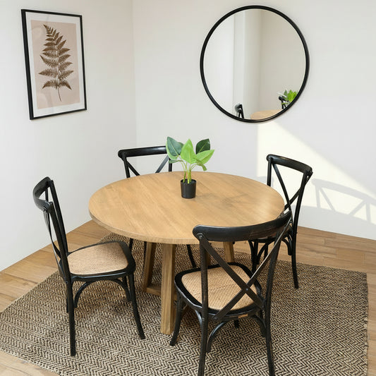 Comedor Carlota Nogal + 4 Sillas Crossback Mesa