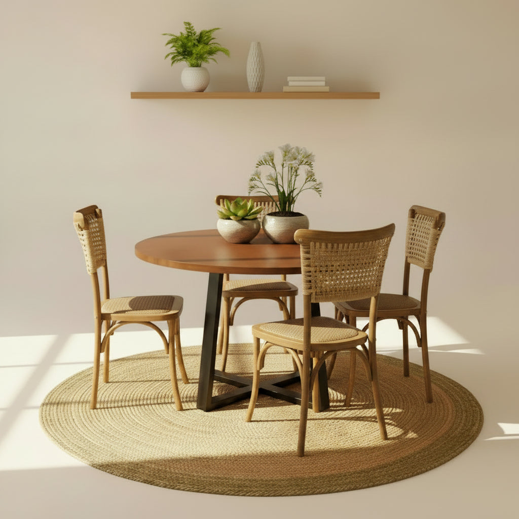 Comedor Clementa Haya + 4 Sillas Lorenza Roble Mesa
