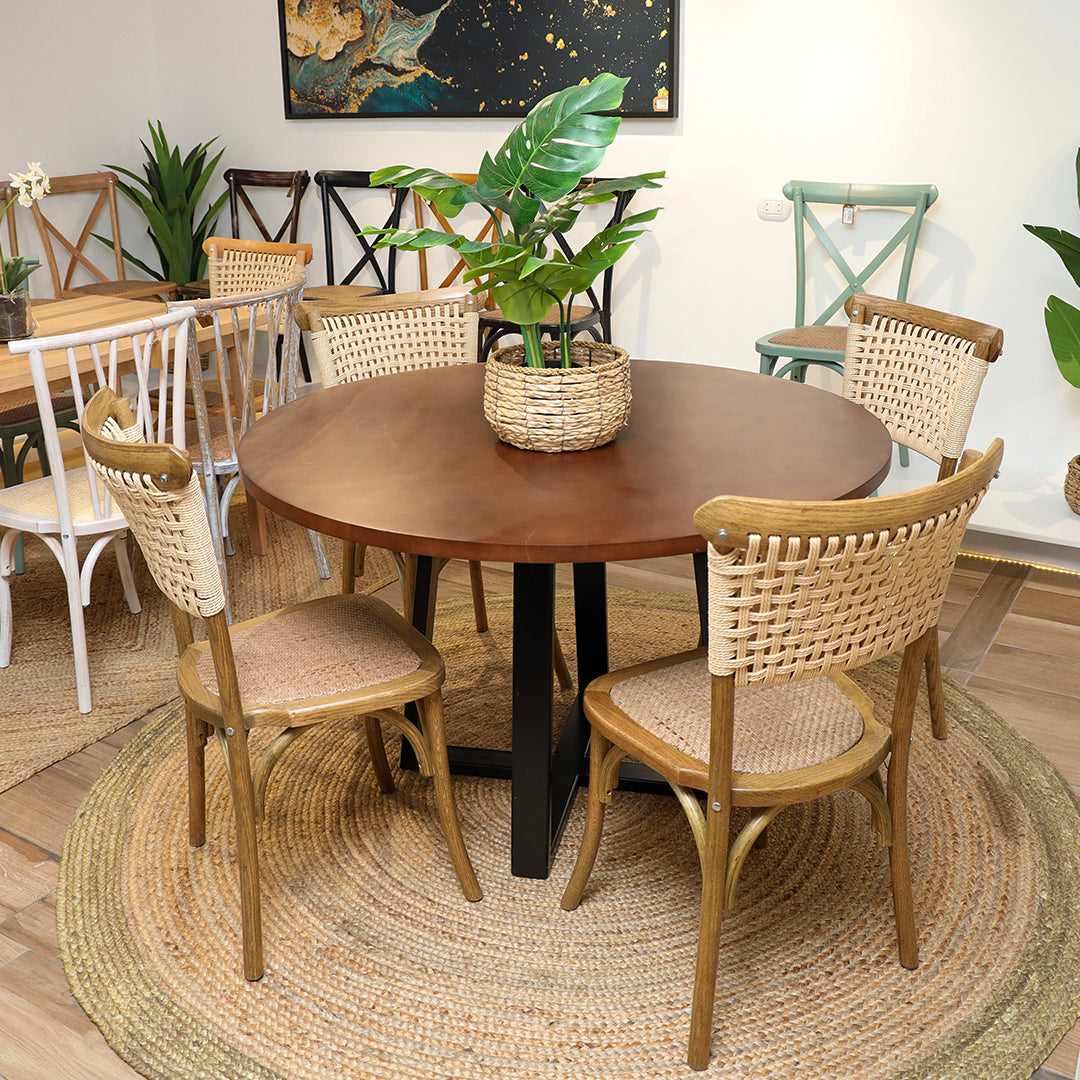 Comedor Clementa Haya + 4 Sillas Lorenza Roble Mesa