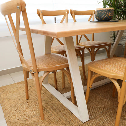 Comedor Genova 6P + 6 Sillas Crossback Natural Mesa