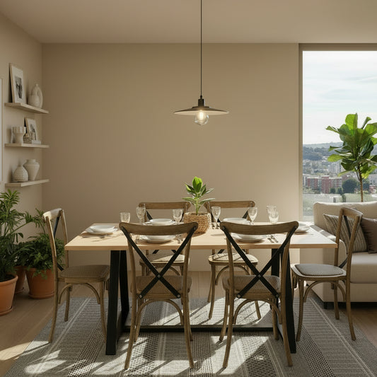 Comedor Genova 6P + 6 Crossback Roble Mesa