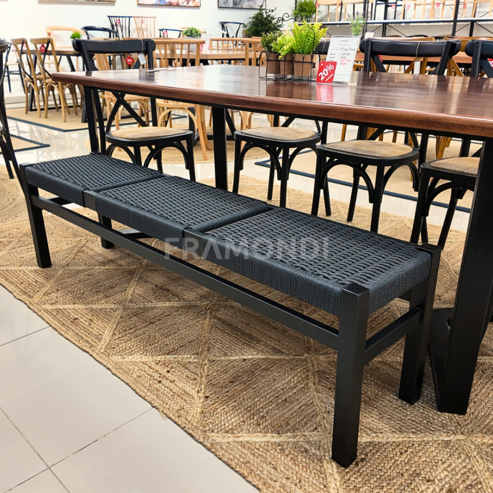 Banqueta Agustina Black 160X36X45Cm (3Puestos) Sillas