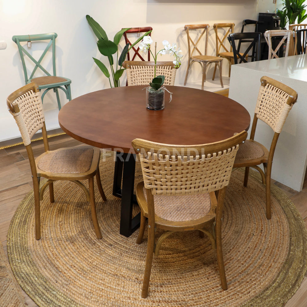 Comedor Clementa Haya + 4 Sillas Lorenza Roble Mesa
