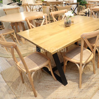 Comedor Luciana 6P + 6 Crossback Natural Mesa