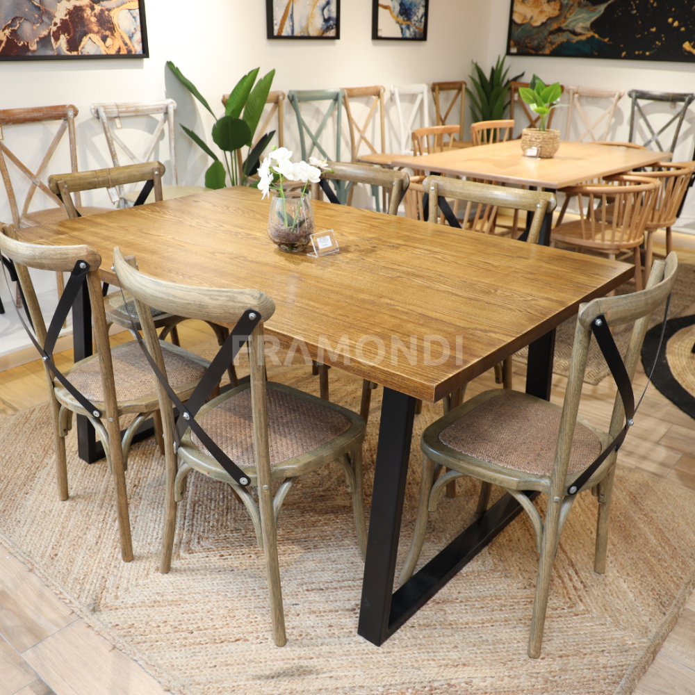 Comedor Magnolia Roble 160X100Cm + 6 Sillas Mesa