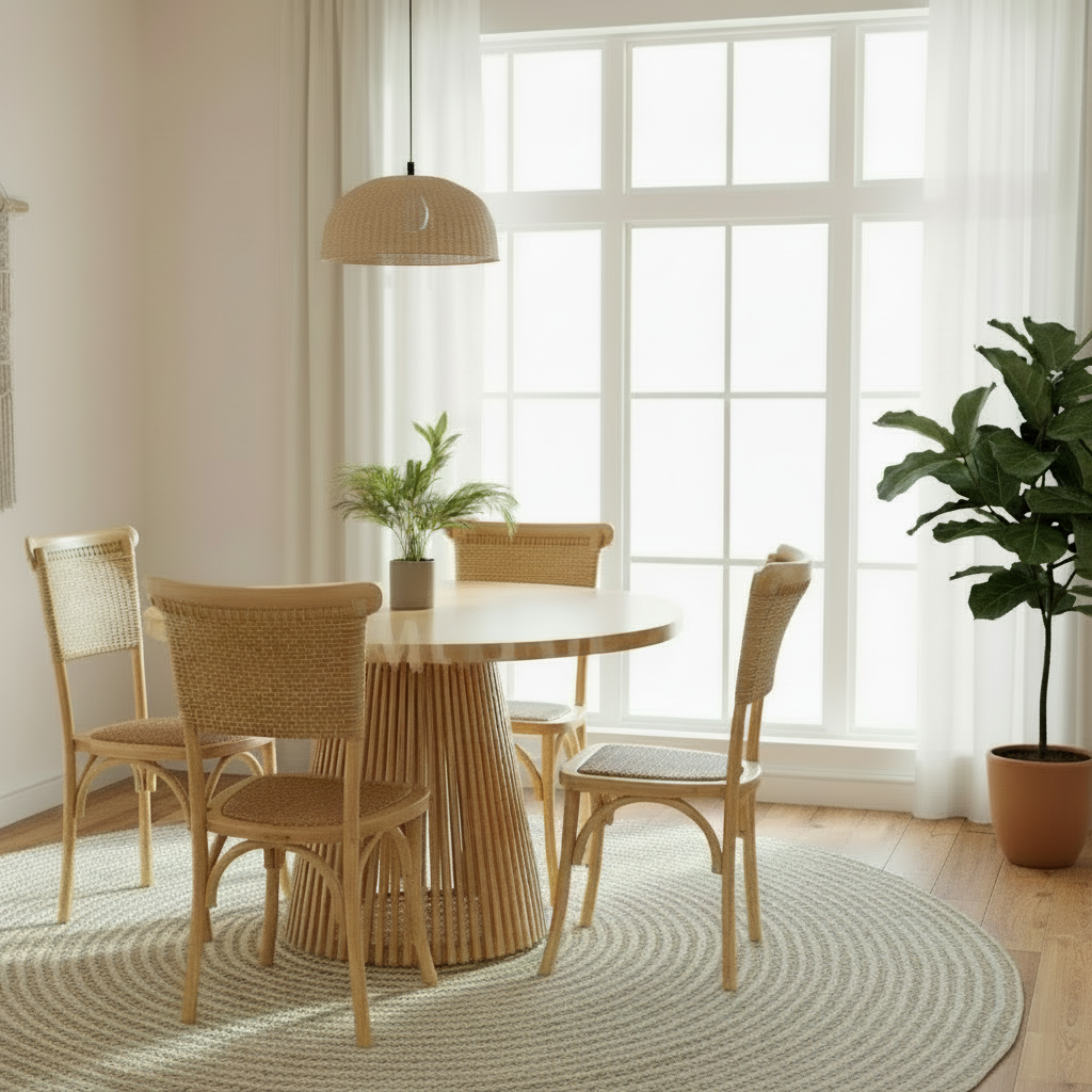 COMEDOR MARTINA NATURAL + 4 SILLAS SIENNA