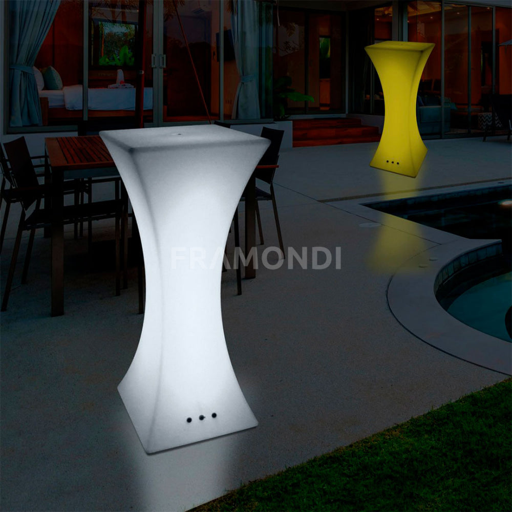 Mesa Led Cocktail Cuadrada 60X60X110 Cm Mueble Led