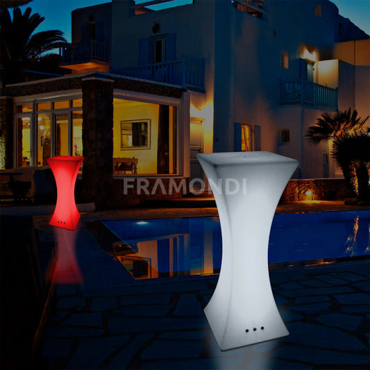 Mesa Led Cocktail Cuadrada 60X60X110 Cm Mueble Led